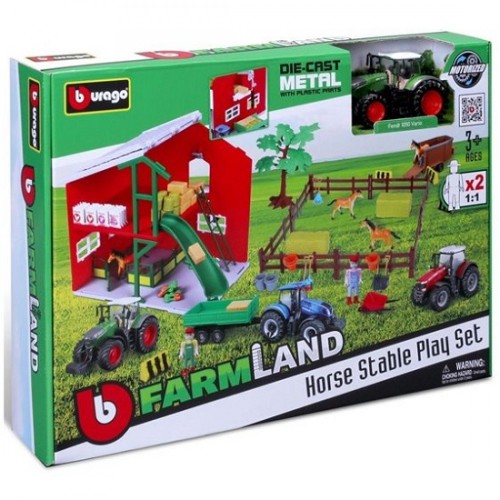Bburago Farmland Φάρμα με Άλογα με Τρακτέρ 18-31682