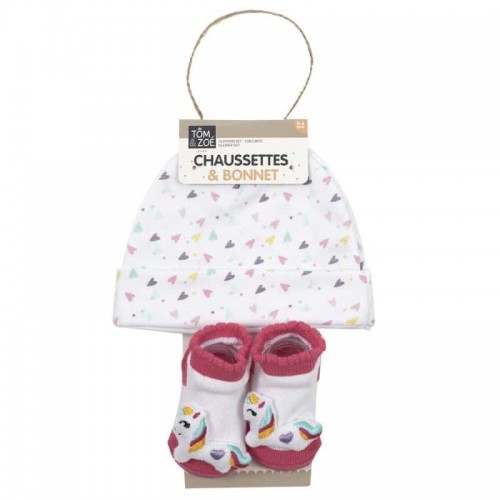 Σετ Σκουφάκι καλτσάκια One Size για νεογέννητα Unicorn Rainbow PU2167