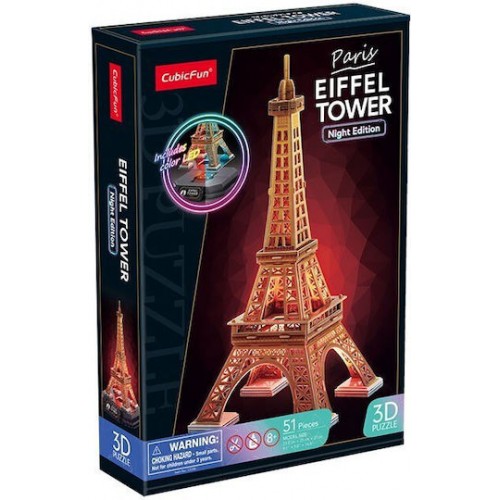 Puzzle 3D Led Eiffel Tower Night Version 51pcs CF0534 Cubic Fun