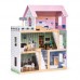 Ξύλινο κουκλόσπιτο 3 ορόφων με βεράντα και σετ 15 επίπλων W06A413E 