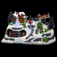 Christmas village with lights train and sleigh 105918
