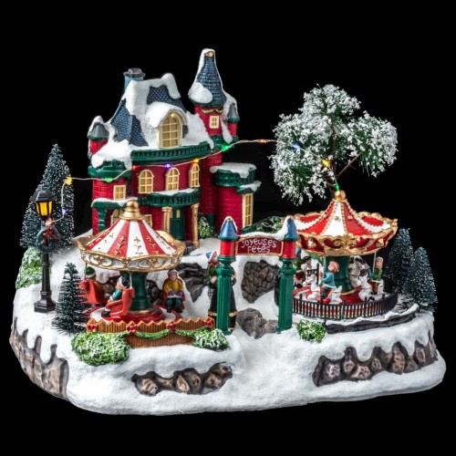 Christmas village park with lights and movement 143011