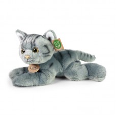 Rappa Λούτρινη Γάτα Ξαπλωτή Γκρι 30εκ. Eco-Friendly 203921