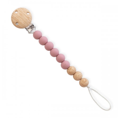 Αλυσίδα Πιπίλας Σιλικόνης Woody Old Pink 14387 Saro