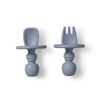 Κουτάλι Πιρούνι Σετ Anti-Chocking Blue Grey 17475 Saro