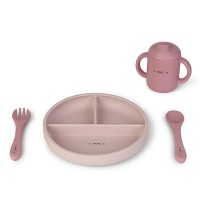 Σετ Φαγητού Σιλικόνης με Χωρίσματα Pink 4τμχ 17603 Saro