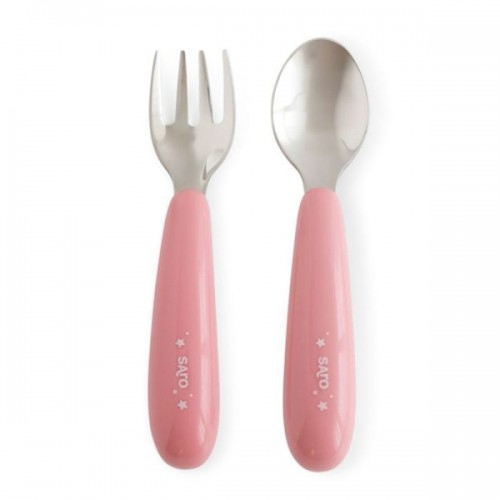 Κουτάλι Πιρούνι Σετ Ανοξείδωτο Pink 52252 Saro