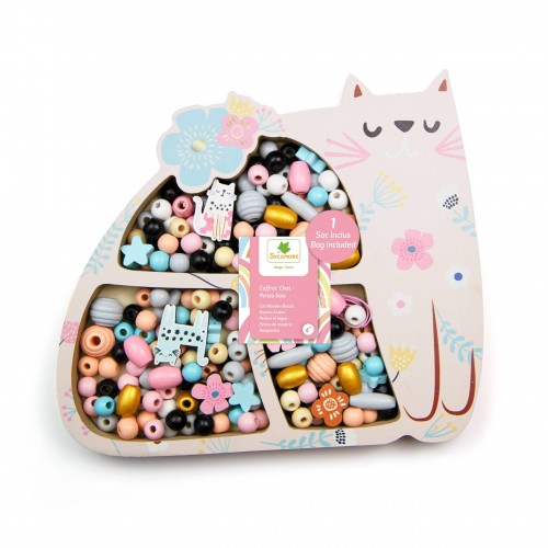 Ξύλινες Χάντρες Γάτα CRE3288 Sycomore