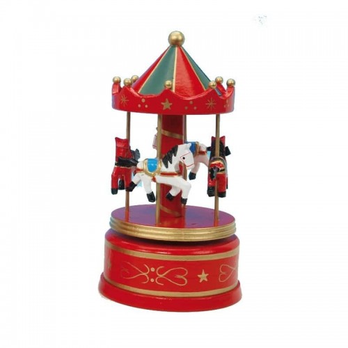 Wooden carousel red/green 21cm 16009