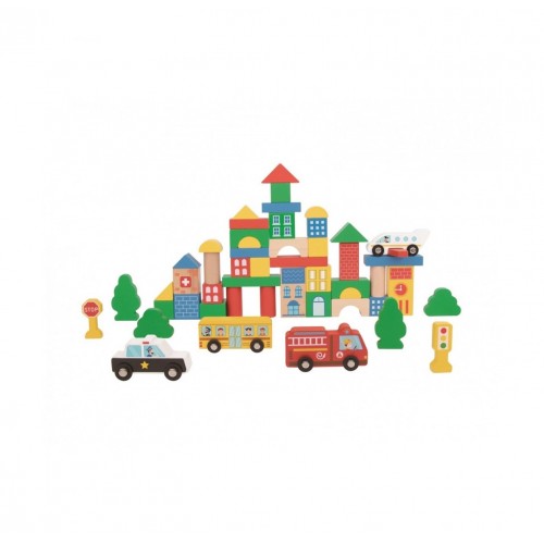 Ξύλινα Τουβλάκια Πόλη 50pcs TH451 Tooky Τoy Ξύλινα Τουβλάκια Πόλη 50pcs TH451 Tooky Τoy