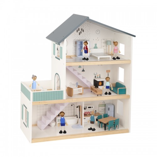 Tooky Toy Ξύλινο Κουκλόσπιτο με Αξεσουάρ TH919