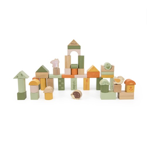 Viga Toys Σετ 50 Ξύλινα Τουβλάκια "Πράσινο Δάσος" 44230